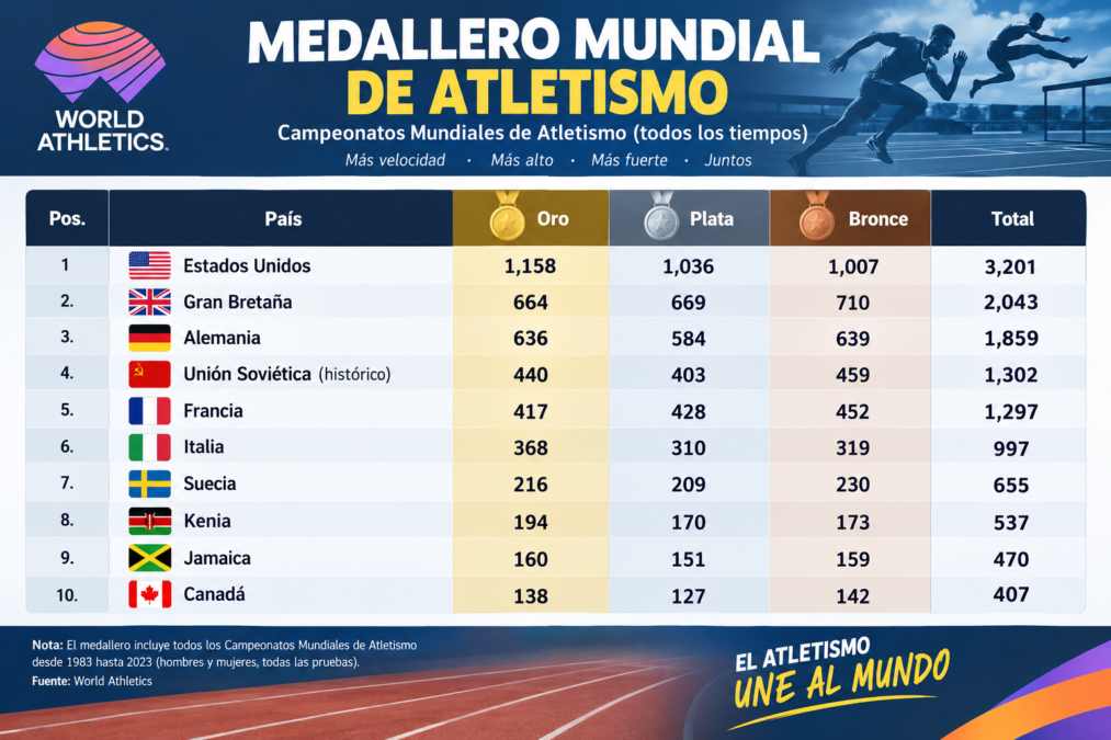 Medallero mundial de atletismo