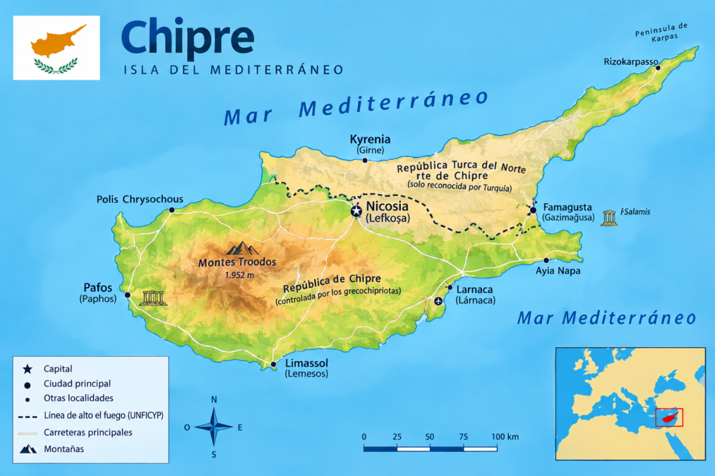 Chipre mapa: dónde está, ciudades, regiones y lugares que debes conocer 1 Chipre mapa