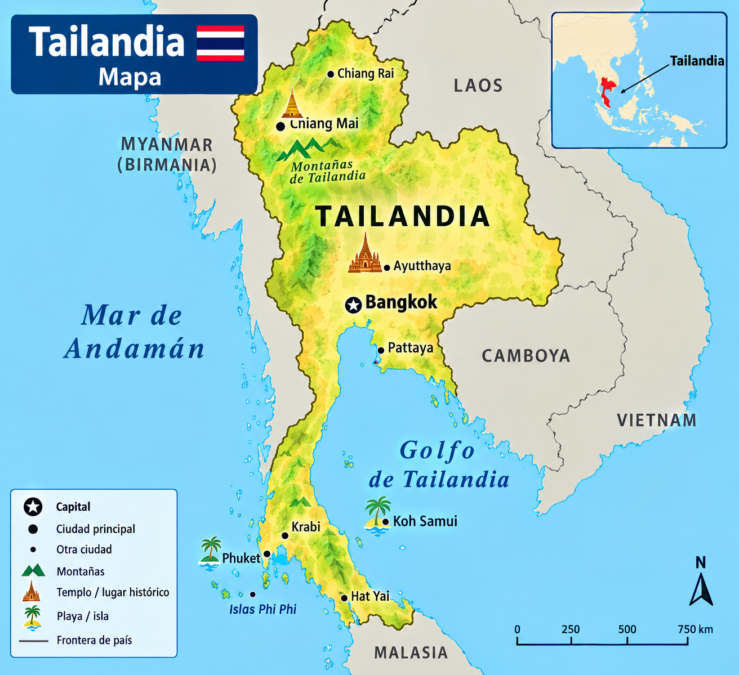 Tailandia mapa: guía completa para conocer el país y planificar tu viaje 1 Tailandia mapa